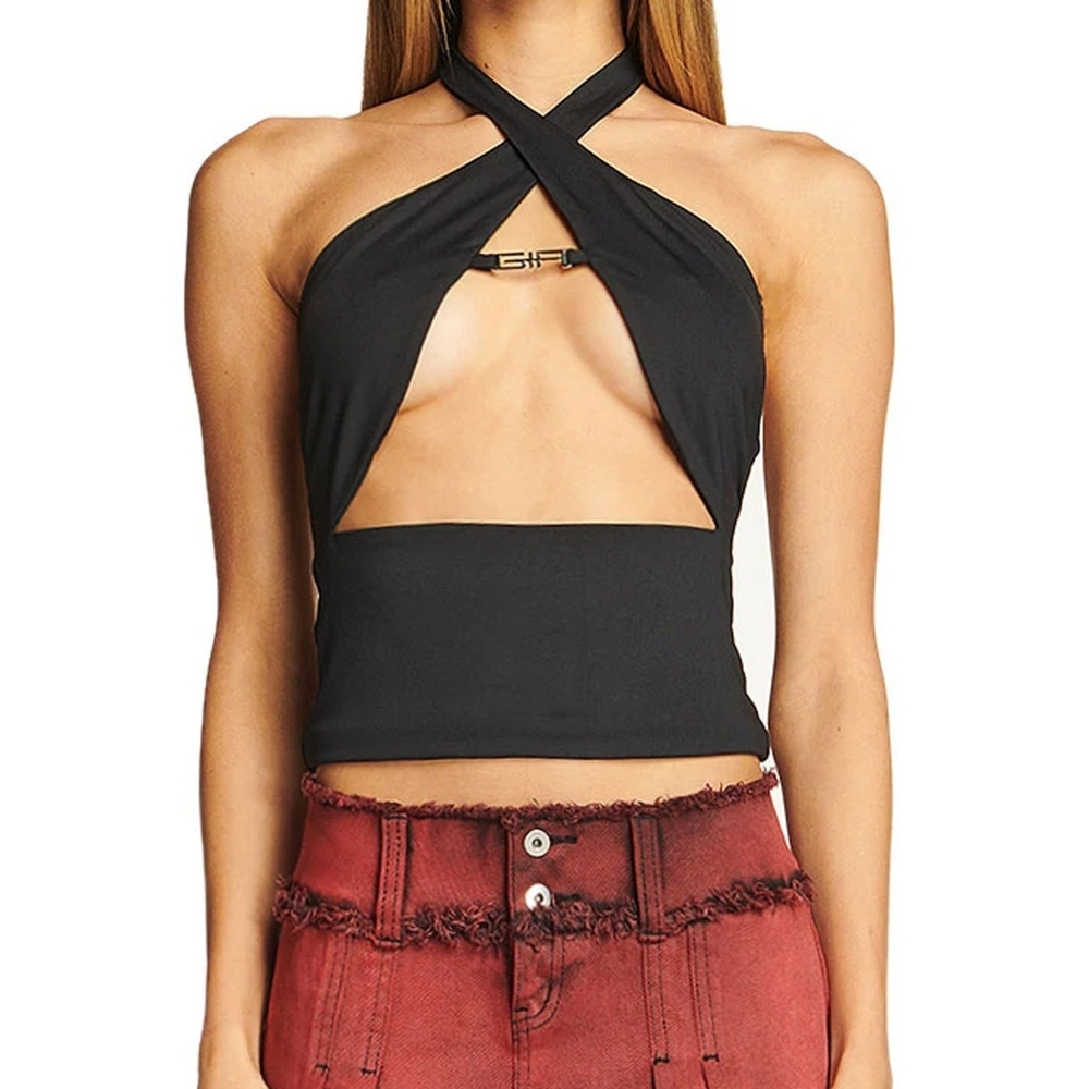 Halter Black Crop Top